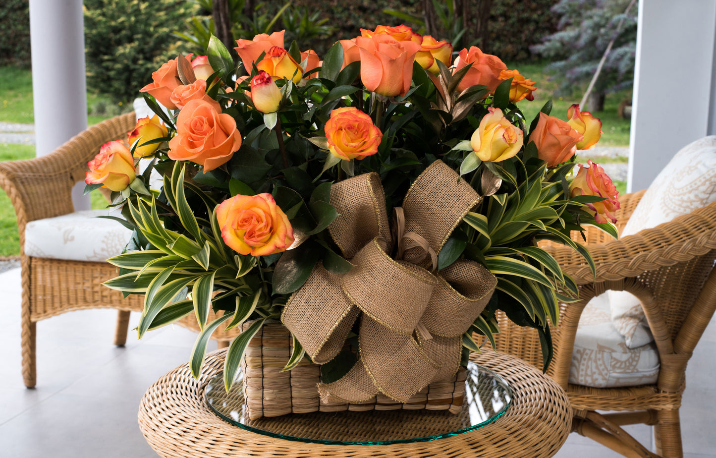 Arreglo floral canasta en rosas